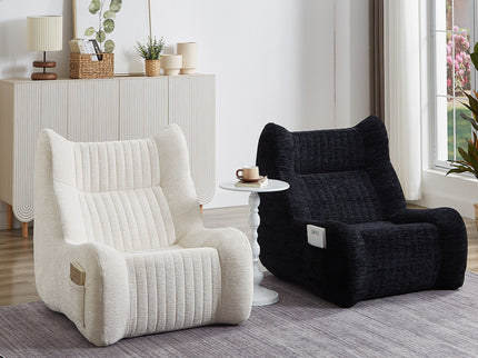 Bean Bag Chair With Armrests Oversized Comfy Beanbag Lounge Lazy Floor Sofa Accent Chair For Living Room - Black
