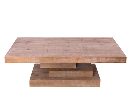 Modern Rustic Coffee Table, Rectangular Center Table For Living Room - Natural Wood Wash / Rustic