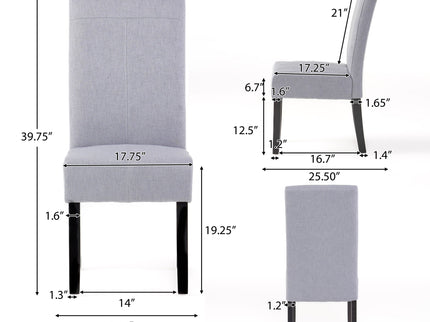Amaranthine - Upholstered Dining Chair With High Back And Wood Legs (Set of 2) - Light Gray