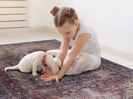 Maval - 6' X 9' Washable Area Rug - Burgundy