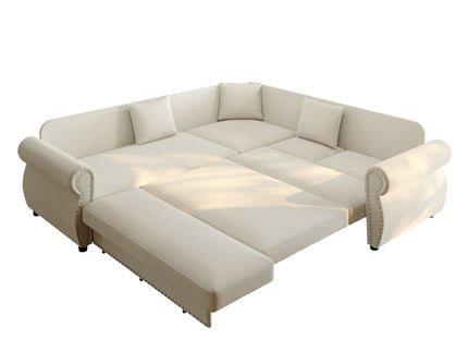 L-Shaped Sofa Couch With Pull-Out Bed