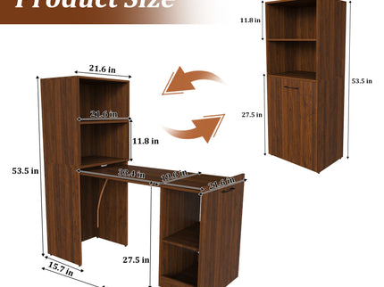 Stretchable Office Desk With Storage Shelves And Mobile Wheels