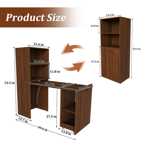 Stretchable Office Desk With Storage Shelves And Mobile Wheels