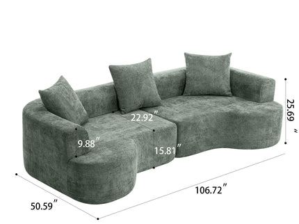 Modern Style Ultra Smooth Curved Sofa With 3 Pillows