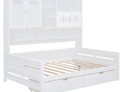Daybed With All-In-One Cabinet And Shelf