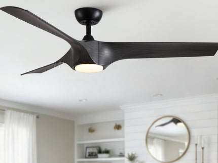 Reversible Quiet Motor Ceiling Fan Light With ABS Blades - Black / Gray