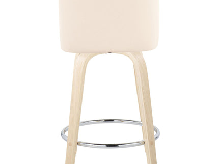 Toriano - Contemporary Fixed Height Counter Stool & Swivel And Round Footrest (Set of 2)