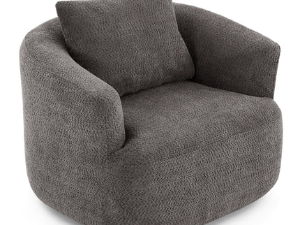 360° Swivel Barrel Sofa Chair With Throw Pillow, Upholstered Accent Chair