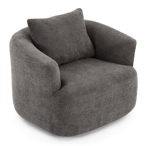 360° Swivel Barrel Sofa Chair With Throw Pillow, Upholstered Accent Chair