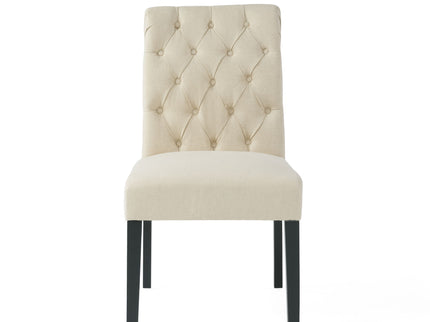 Dining Rolltop Chairs (Set of 2), Upholstered Armless Chair With Wood Leg - Ivory