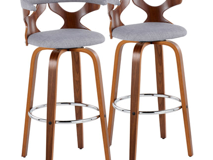 Gardenia - Mid Century Modern Fixed Height Barstool With Swivel With Round Footrest (Set of 2)