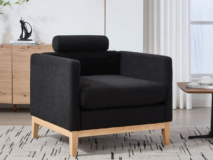 Wide Modern Performance Accent Chair With Natural Legs