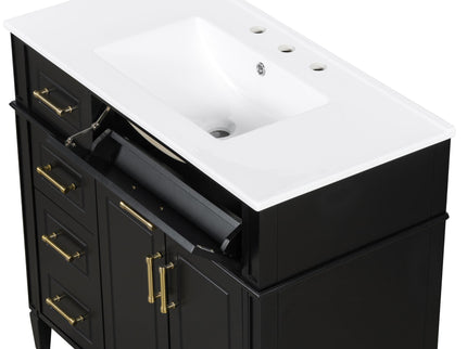 Bathroom Vanity With Sink, 4 Drawers, 2 Doors