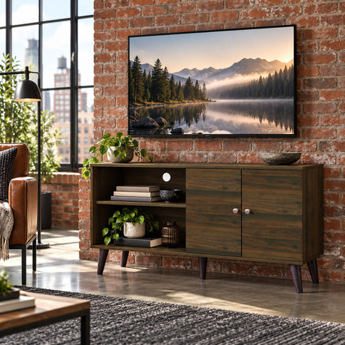 Amidon - TV Stand, With 2 Storage Shelves And 1 Cabinet