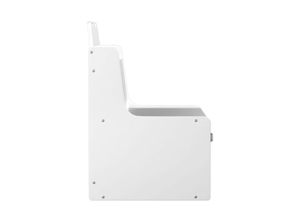 Bookshelf With Storage Bins, Bookcase With Book Display Shelf And 2 Bins, Cute Bear Shaped Backboard, Toy Organizer - White