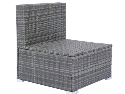 8 Piece Patio Sectional Wicker Rattan Outdoor Furniture Sof Set With One Storage Box Under Seat And Cushion Box - Gray / Black