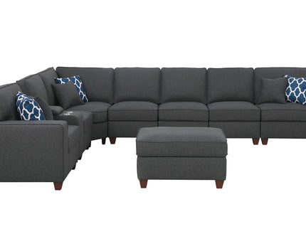 Hannah - Sectional Sofa With Ottoman - Dark Gray