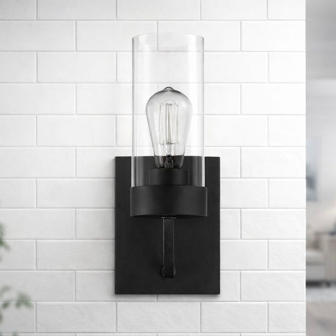 Zephyr - Single Light Sconce - Black / Clear