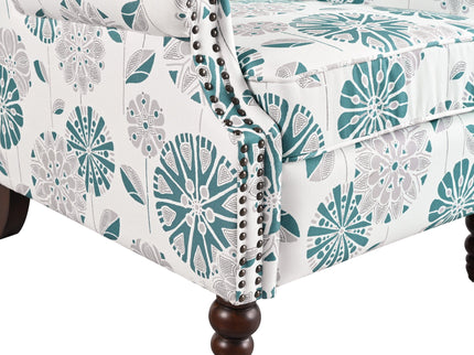 Push Back Recliner Chair Upholstered Recliner Armchair With Classic Wing Back And Solid Gourd-Shaped Legs