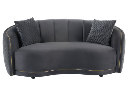 Lorraine - Upholstered Curved Loveseat - Dark Gray