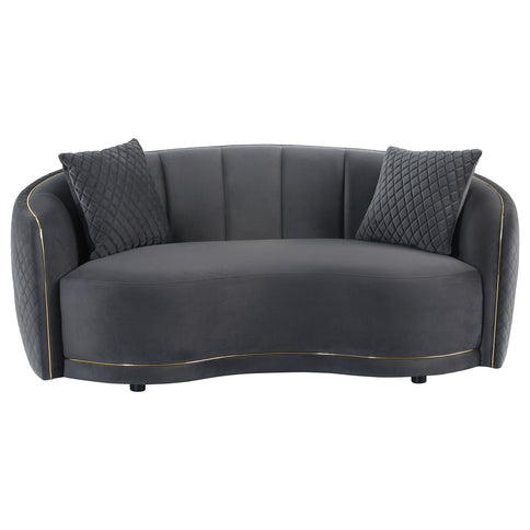Lorraine - Upholstered Curved Loveseat - Dark Gray