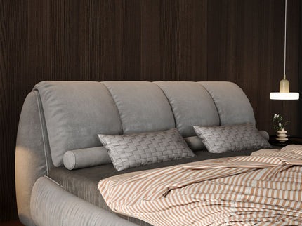 Luxury Upholstered Platform Bed With Oversized Padded Backrest And Solid Wood Frame
