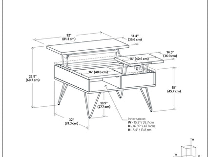 Hunter - Square Lift Top Coffee Table - Walnut