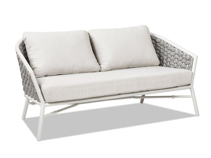 Rowan - Rope Barrel Back Patio Conversation Loveseat Sofa - Optic White