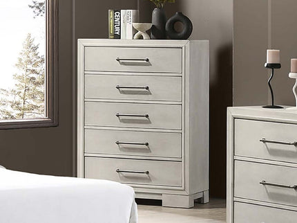 1 Piece Chest With Square Legs And Sleek Handles - Antique White