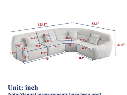 Luxury Curved Corner Sectional Sofa With 4 Pillows