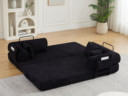 Convertible Sleeper Sofa Bed With Cylindrical Pillow