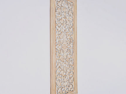 Floral Hand Carved Mandala Rectangular Wall Decor Accent - Gold / White