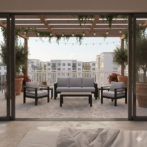 Outdoor Patio Set, All-Weather With Thick Cushions