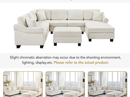 Contemporary U - Shaped Sectional Sofa With Movable Storage Ottoman
