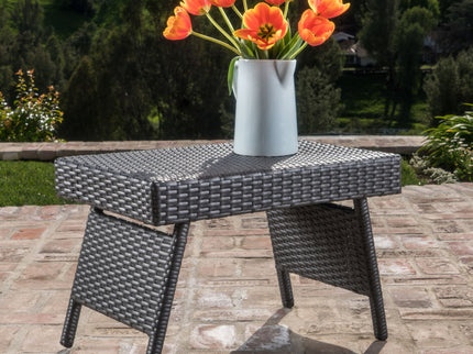 Outdoor Wicker Table With Rectangular Tabletop - Gray