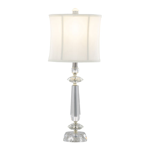 Karat - Contemporary Crystal Table Lamp (Set of 2) - Clear Crystal / Chrome / White Softback