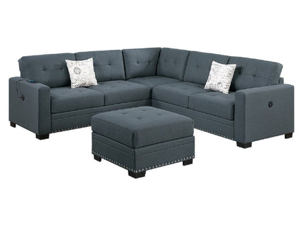 Casual Simple Tufted Sectional 4 Piece Set With USB Loveseat