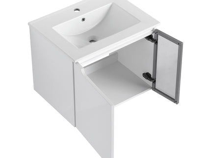 Wall Mounted Bathroom Vanity With Sink, Soft Close Doors, Cabinet & Half Door