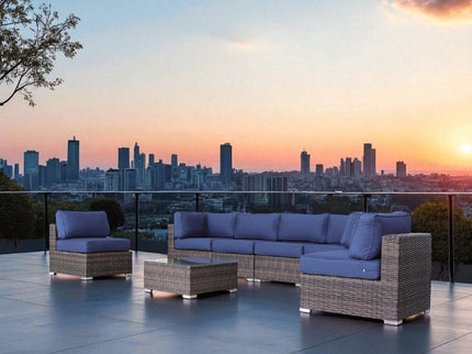 Seating Set With Cushions Handcrafted Wicker Design