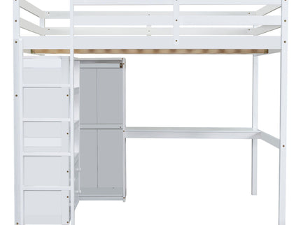 Loft Bed With Built In Wardrobe, Desk, Shelves And Drawers