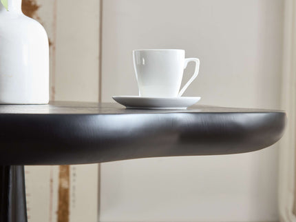 Sculptural Round Dining Table Petal Shape Root Texture For Dining Room - Black