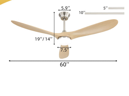 Smart Ceiling Fan With Lights, 3 Blades, Reversible Quiet DC Motor For Indoor