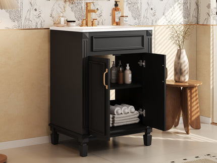 Bathroom Vanity With Top Sink, Cabinet With 2 Soft Closing Doors