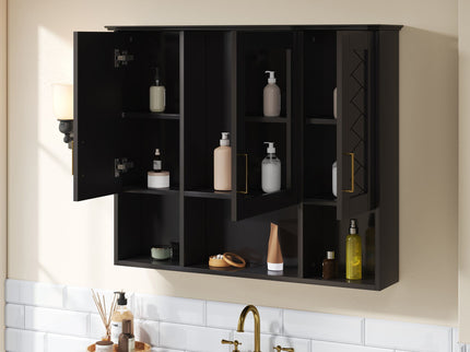 Modern Wall Mounted Medicine Cabinet With Adjustable Shelves, Soft Close Doors, High Define Mirror