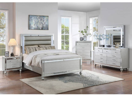 Bed With LED Lights, Tufted Headboard