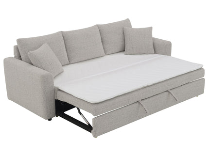 Connie - Boucle Sleeper Sectional Sofa With 2 Toss Pillows - Beige