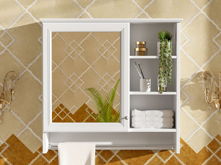 Wall Mount 2 In 1 Mirror Cabinet With Adjustable Shelf, Soft-Closing Hinges