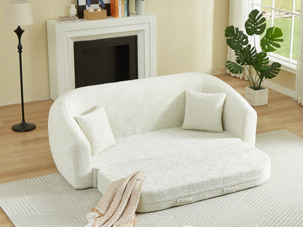 Curved Convertible Sofa, 2 In 1 Fold Out Bed With Pull Out Base And Deep Seat