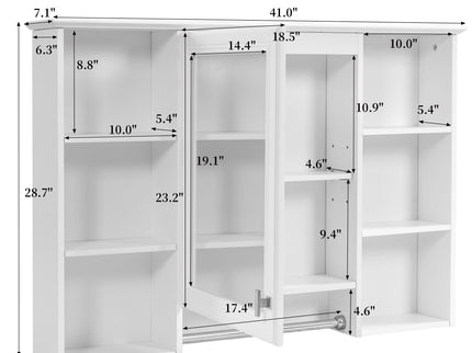 3 In 1 Modern Bathroom Mirror Cabinet With Adjustable Shelf, Soft Close Door, High Definition Mirror & Towel Bar