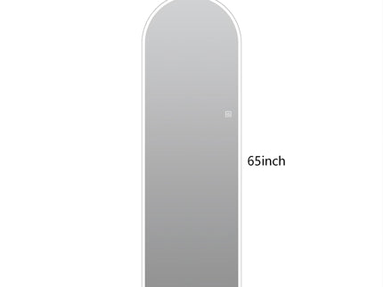 LED Full Length Wall Mirror With Symmetrical Arch Design, Dimmable 3 Color Temperature Lighting - Silver